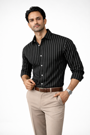 Black with White Stripe