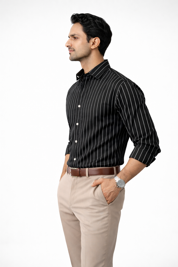 Black with White Stripe