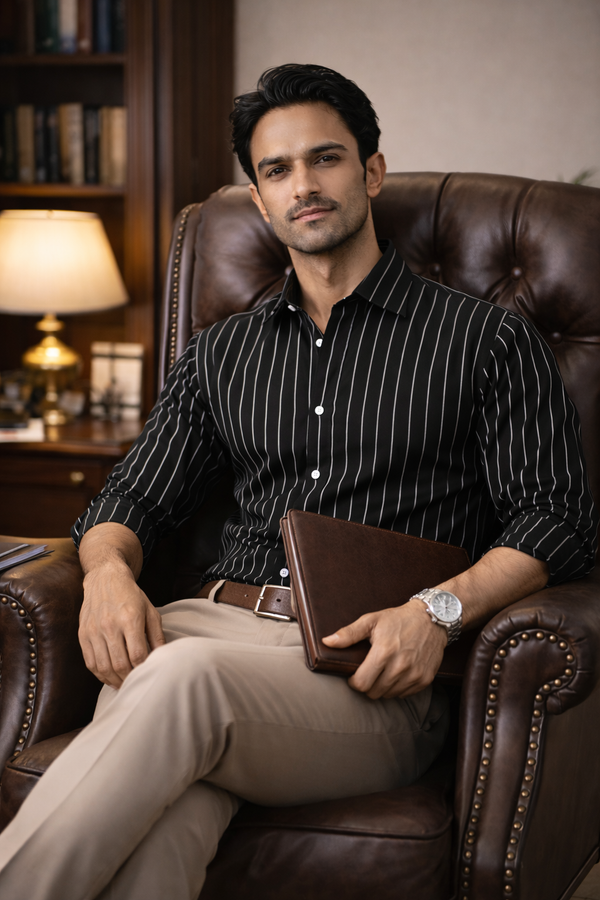 Black with White Stripe